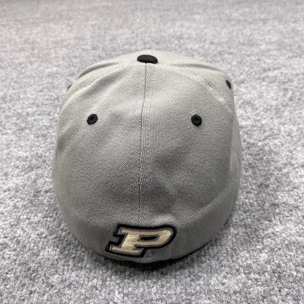 Purdue Hat Mens Large Grey Black Boilermakers Memory Fit Top of the World Cap